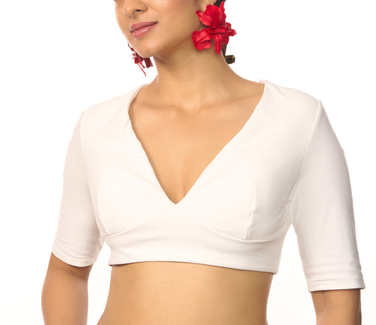 PREETI V-NECK WHITE BLOUSE