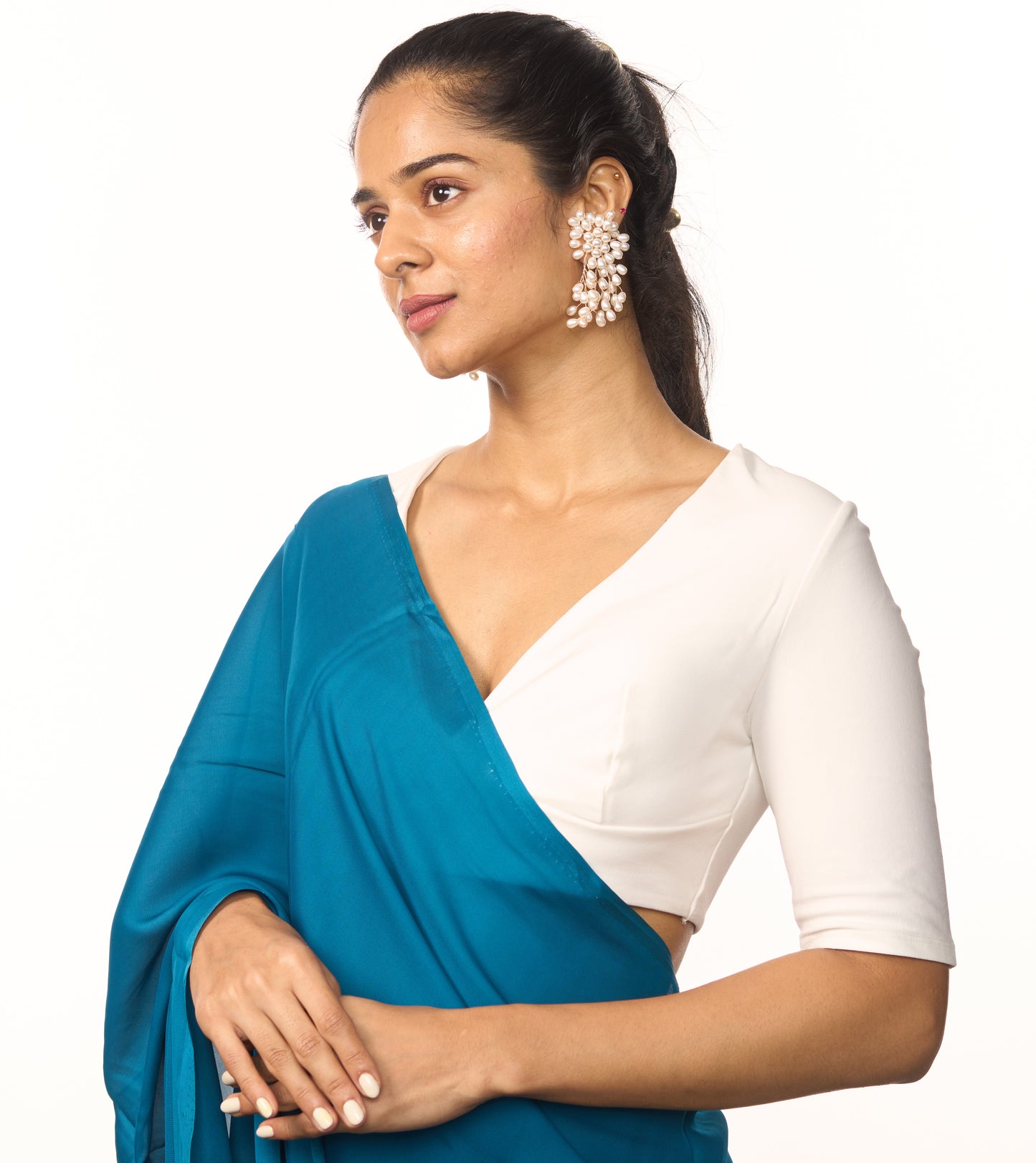PREETI V-NECK WHITE BLOUSE