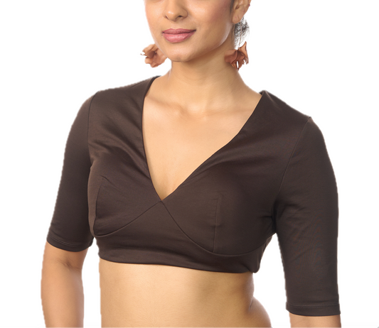 PREETI V-NECK CHOCOLATE BLOUSE