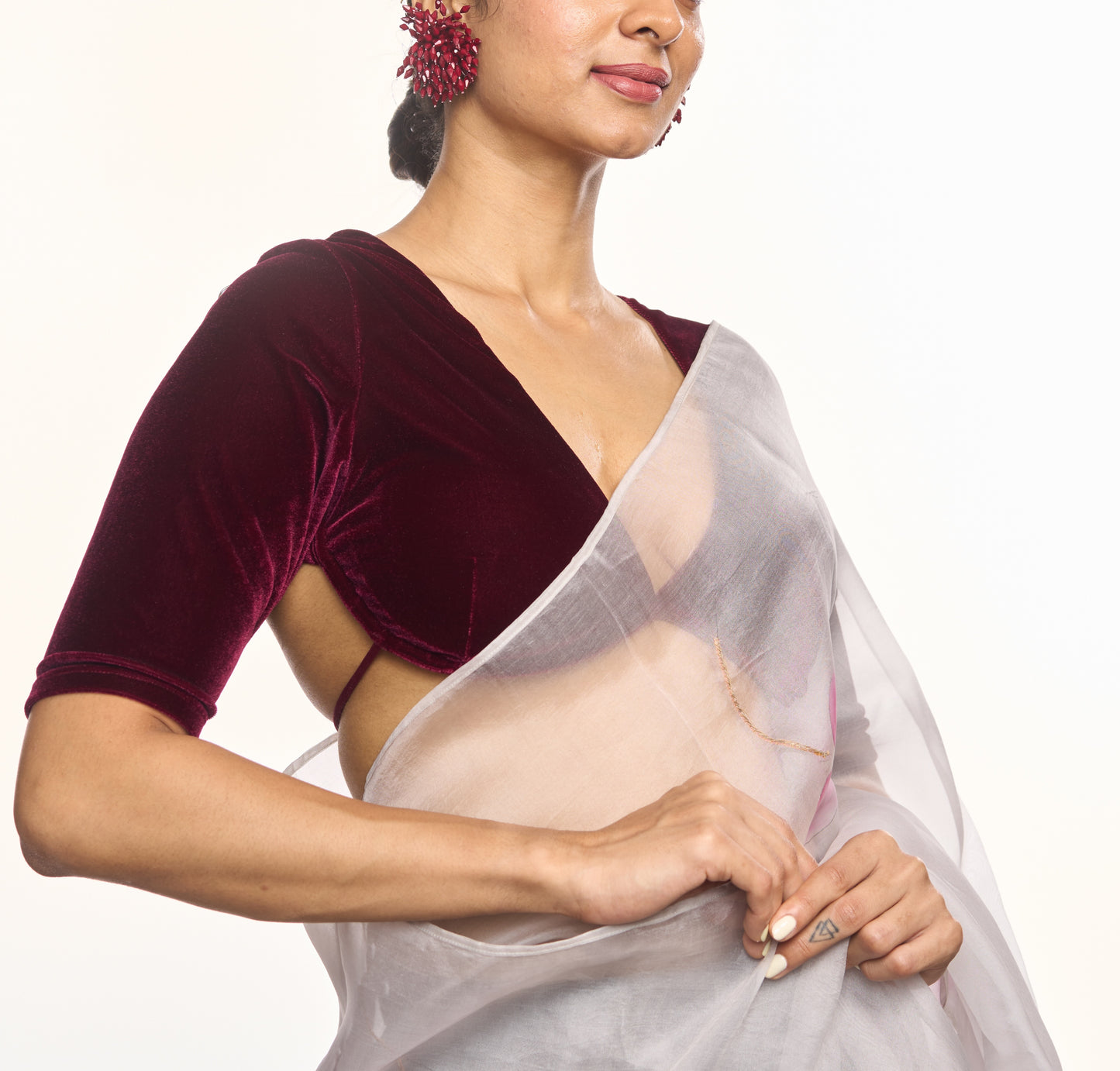 ZEENAT V-NECK BURGUNDY BLOUSE