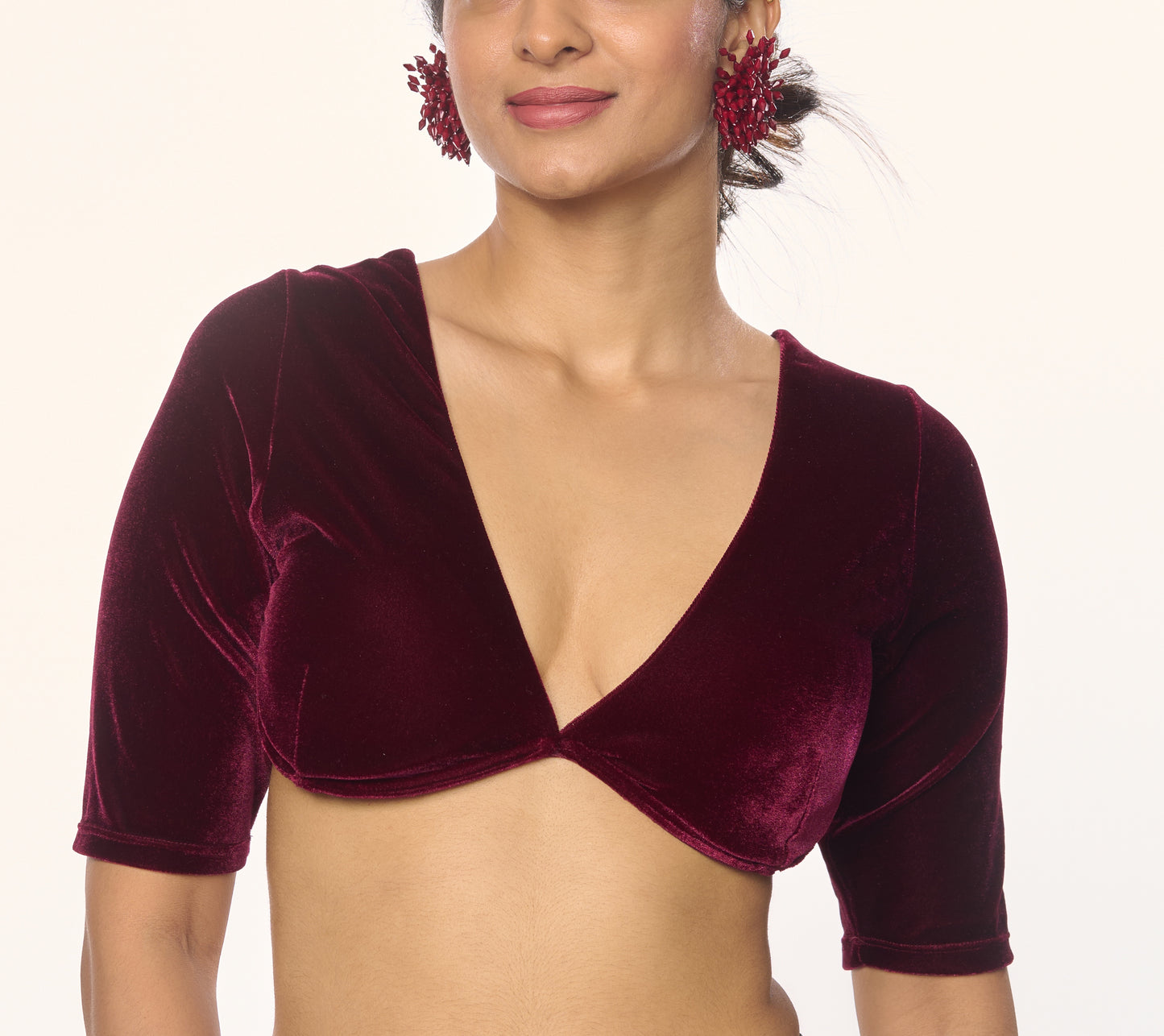 ZEENAT V-NECK BURGUNDY BLOUSE
